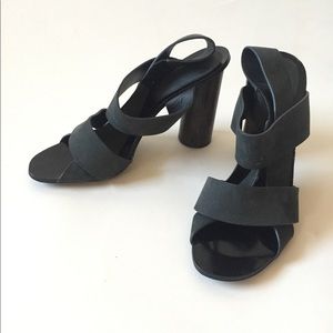 PROENZA SCHOULER Suede Chunky Wooden Heel Sandals